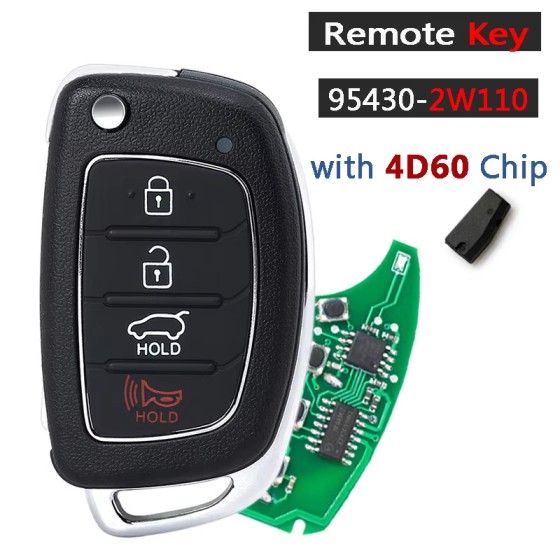 2015-2019 Hyundai Santa Fe / 4-Button Flip Key / TQ8-RKE-4F31 (AFTERMARKET)